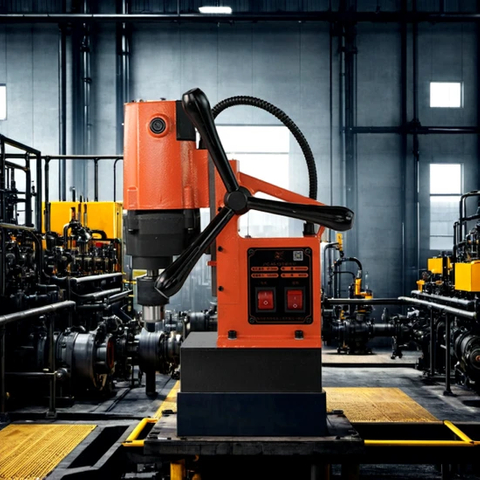 Магнитная дрель яркого оранжевого, синего и зеленого цветов, максимальный ход 145 мм